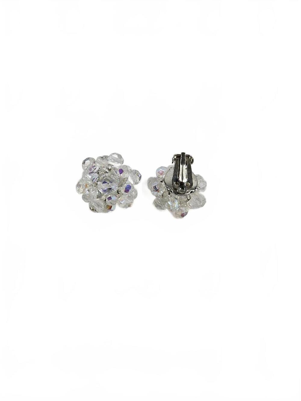 Vintage Clear Beaded Clip-On Earrings - Picture 3 of 3